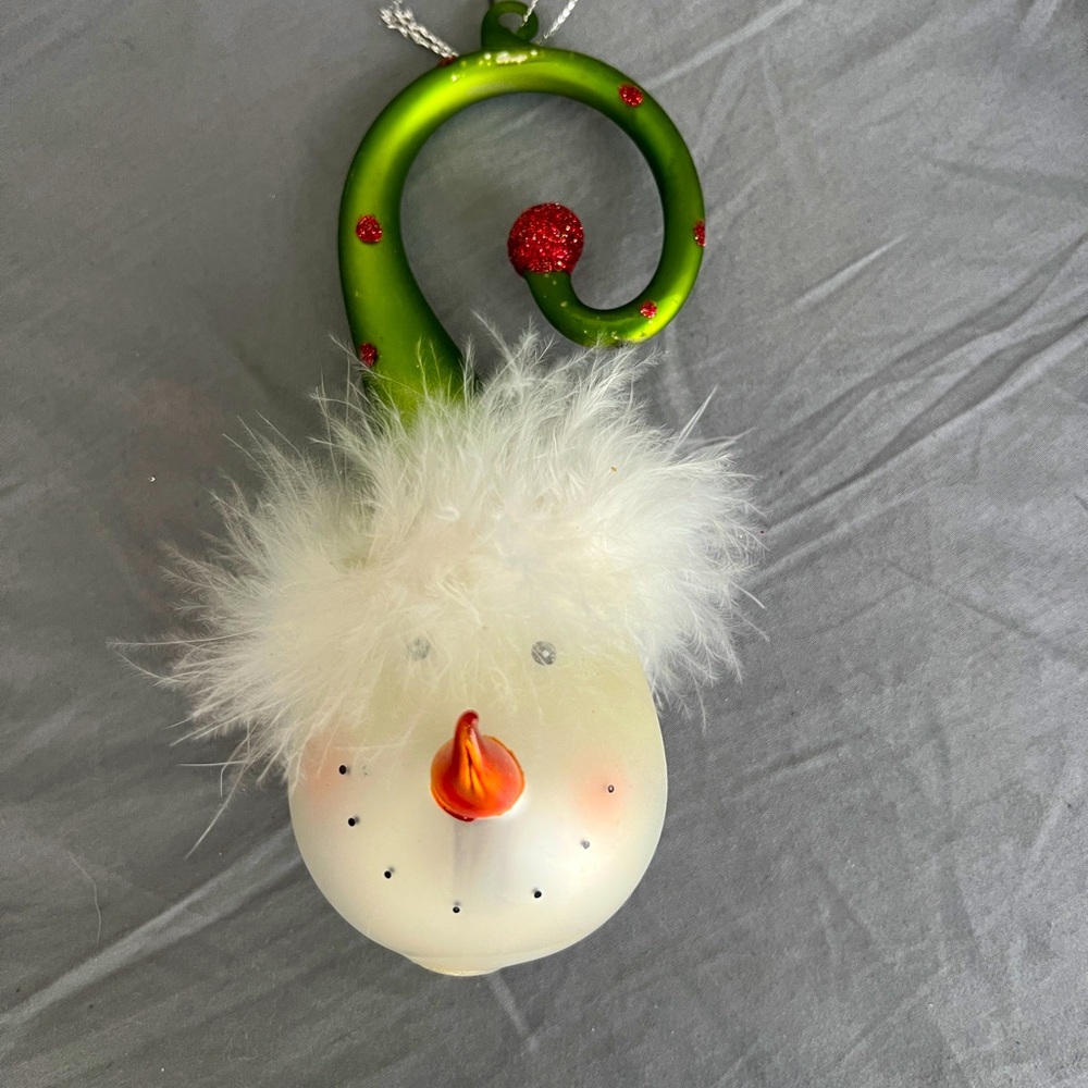 Festive Glass Snowman Christmas Ornament with Green Hat
